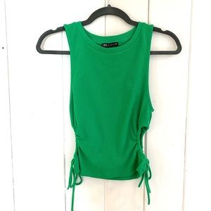 Green Zara Top with Cutouts